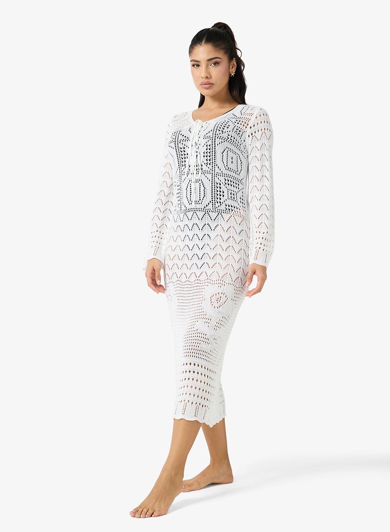 جينجر فستان شاطئ كروشيه بتفاصيل ربط - Image 1